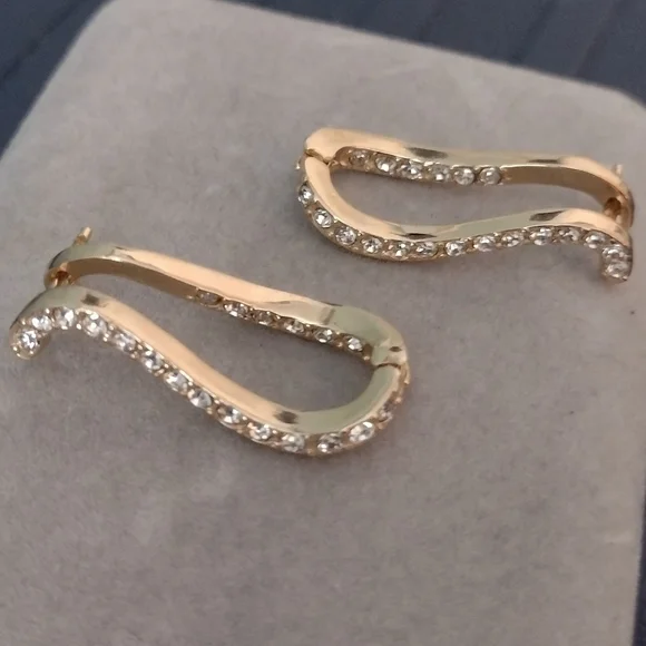 Elegant Gold and Silver Wave Earrings - Picture 4 of 7